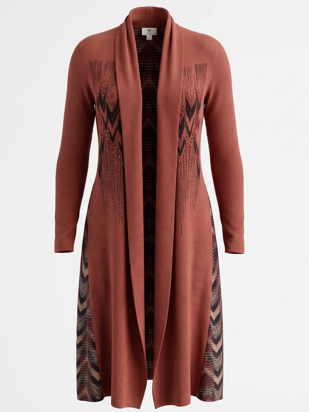 Vocal Rust Brown Open-Front Fringe Cardigan